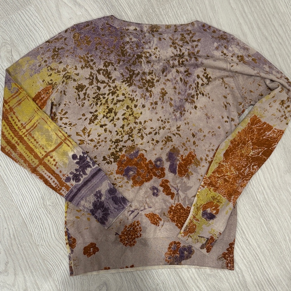 Elegant V-Neck Sweater in Purple, Brown, and Yellow - Picture 3 of 5